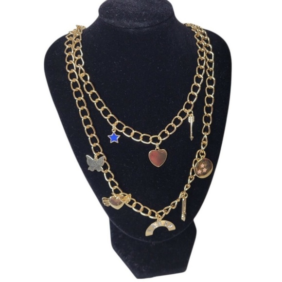 bp Jewelry - BP Double Strand Gold Tone Charm Necklace Nordstrom Rainbow Star Heart Arrow